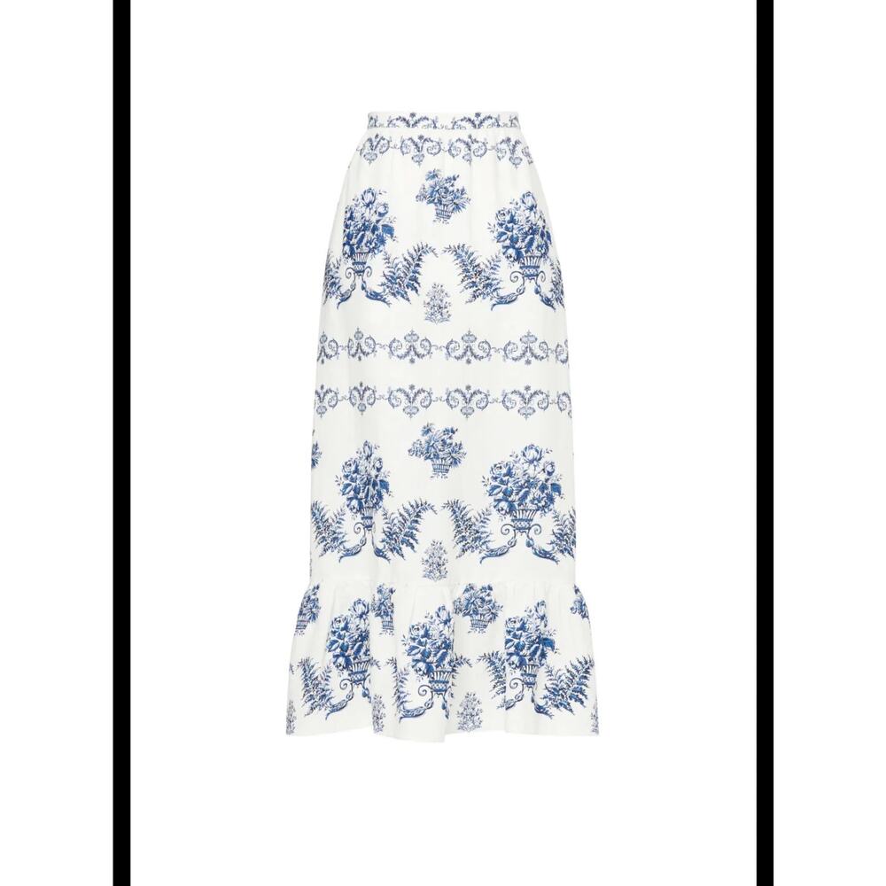 Sachin & Babi Austin Floral Toile Maxi Skirt Blue White XS NWT - Picture 5 of 11